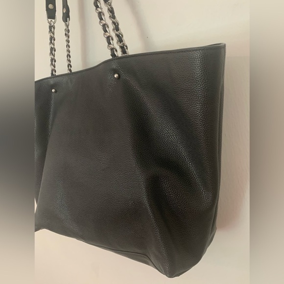 Rebecca Minkoff Chain Tote Pebble Leather Carryall Bag Black Large NWOT - Picture 7 of 15